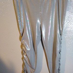 Ivory Croc Embossed lace up side legging